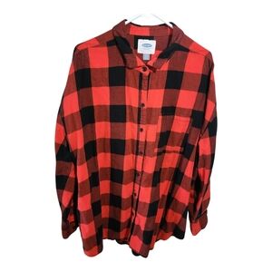 Old Navy The Classic Shirt Red and Black Flannel Button up Women Size Xxl